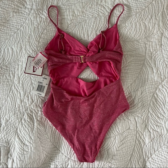 L*space Limited Edition Pink Shimmer Malibu Barbie One Piece Swimsuit Size 6 NWT - Picture 5 of 7